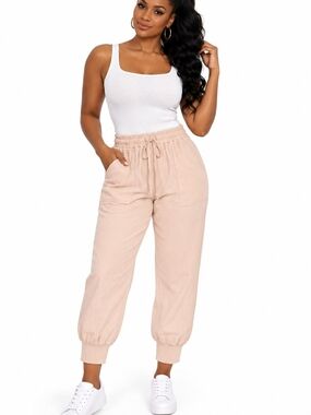 Casual Elastic-Waist Jogger Pants - Blush